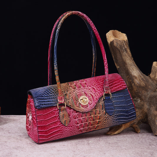 VAKKV Popularan, 2025n retro Middle East New  independent station hand-held underarm bag method stick women's bag crocodile pattern Brahman