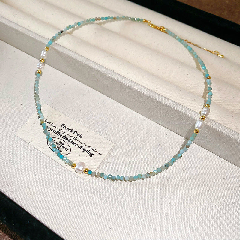 New Chinese Style Light Luxury Agate Pearl Crystal Necklace Versatile High-Grade Clavicle Chain Niche Ethnic Style Jewelry Wholesale