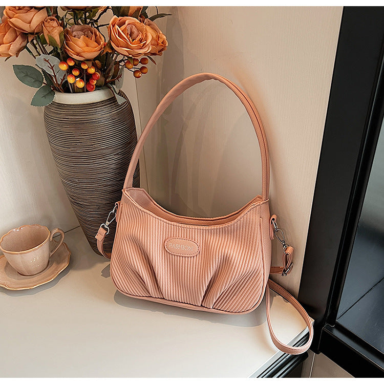VAKKV 2025 popular new fashion popular vertical pleated armpit bag simple trend shoulder bag versatile messenger bag