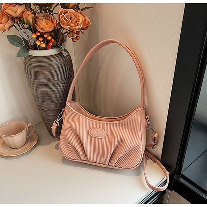 VAKKV 2025 popular new fashion popular vertical pleated armpit bag simple trend shoulder bag versatile messenger bag