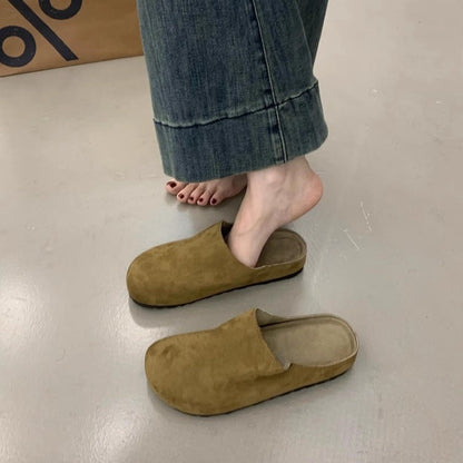 2025  Internet celebrity explosion thick-soled bag head half slippers women wear lazy one pedal leopard print Birkenstocks niche Mueller shoes