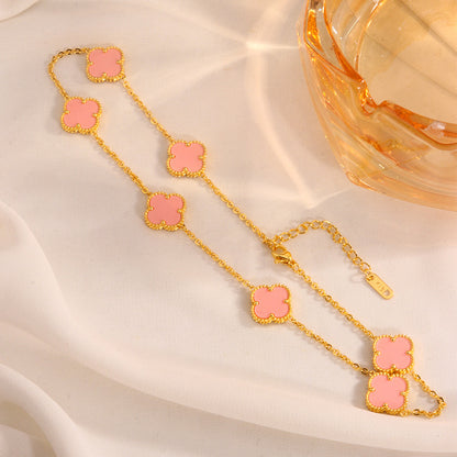 Light Luxury Minority Women's New Popular High-Grade Collarbone Accessories Pendant Lucky Four-Leaf Clover Titanium Steel Necklace for Women