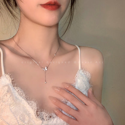 Butterfly Tassel Necklace for Women South Korea Light Luxury High-Grade Clavicle Chain  New Popular Minority All-Match Ornament