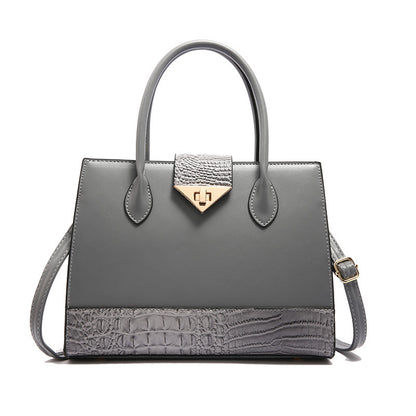 VAKKV 2025 Cross-border women's bag popular new fashion crocodile pattern splicing handbag texture large capacity single shoulder oblique span tote bag
