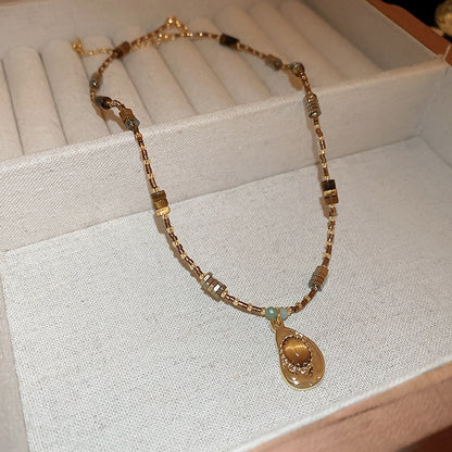 New Chinese Style Light Luxury Agate Pearl Crystal Necklace Versatile High-Grade Clavicle Chain Niche Ethnic Style Jewelry Wholesale