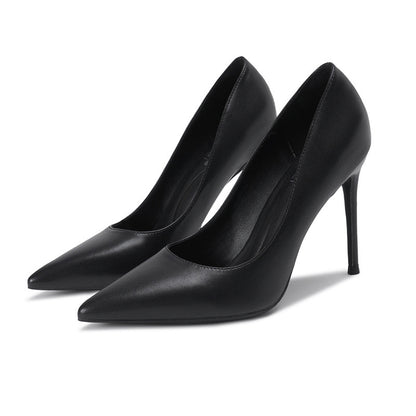 Cross-Border New Arrival plus Size High Heel Women's Shoes Fine Heel with Black  Pointed Toe Pumps Business Temperament Work Shoes Foreign Trade Batch