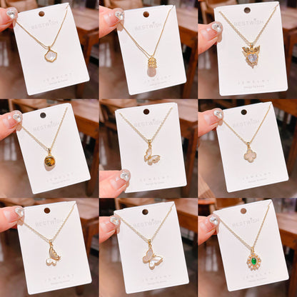 18K Thick Gold Color Retaining Quality Affordable Luxury Style Pearl Shell Necklace Korean Style Affordable Luxury Fashion High-Grade Clavicle Necklace