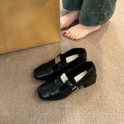 2025  Hot style retro light mouth single shoes women's middle heel autumn and winter new  high heels fashion thick heel Mary Jane small leather shoes