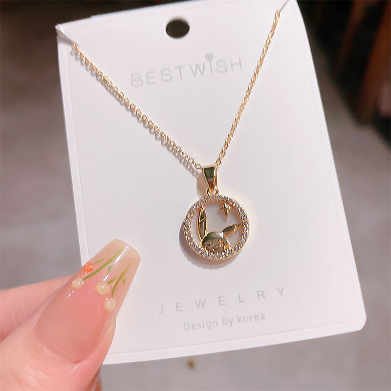 18K Thick Gold Color Retaining Quality Affordable Luxury Style Pearl Shell Necklace Korean Style Affordable Luxury Fashion High-Grade Clavicle Necklace