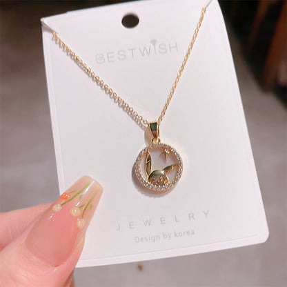 18K Thick Gold Color Retaining Quality Affordable Luxury Style Pearl Shell Necklace Korean Style Affordable Luxury Fashion High-Grade Clavicle Necklace