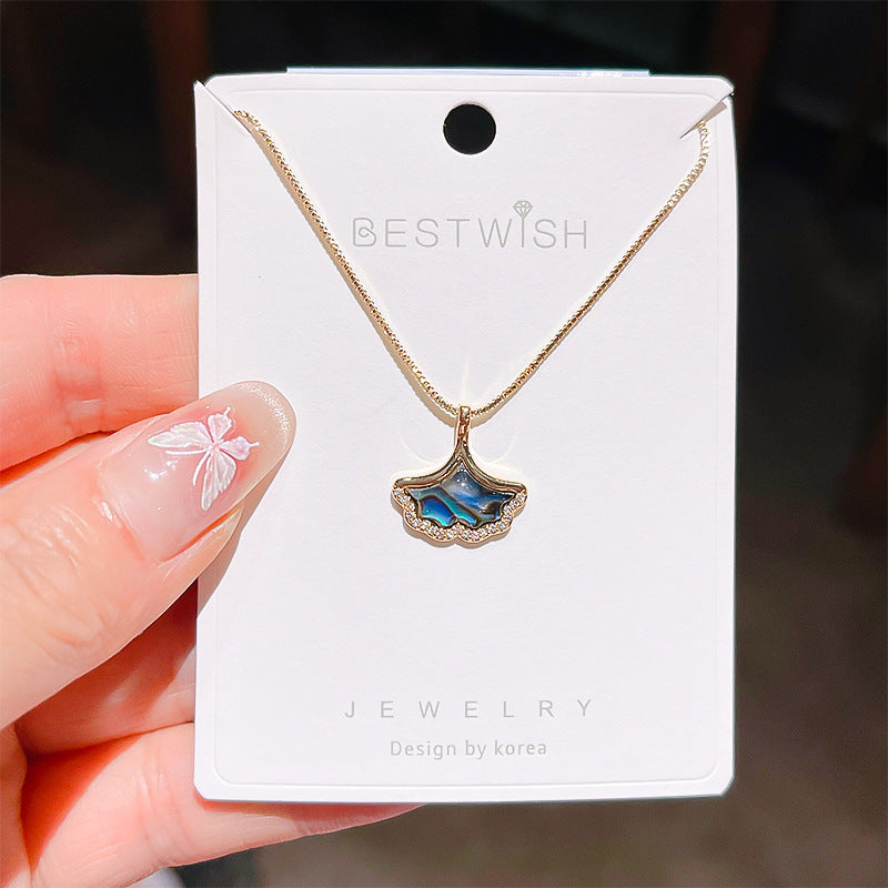 18K Thick Gold Color Retaining Quality Affordable Luxury Style Pearl Shell Necklace Korean Style Affordable Luxury Fashion High-Grade Clavicle Necklace