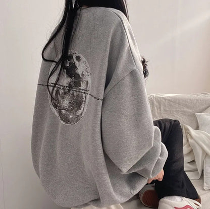 VAKKV Manufacturer heavy 2025n moon plus size long-sleeved sweater women's popular new loose round neck trendy brand lazy chic