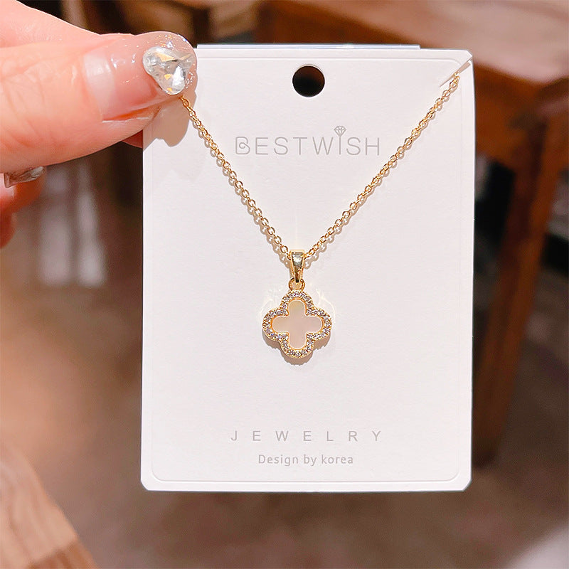 18K Thick Gold Color Retaining Quality Affordable Luxury Style Pearl Shell Necklace Korean Style Affordable Luxury Fashion High-Grade Clavicle Necklace