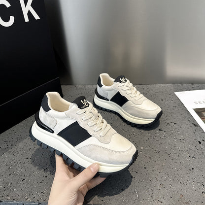 2025 popular spring new thick-soled non-slip comfortable versatile light leisure sports color matching spring women's shoes