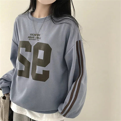 VAKKV Manufacturer popular autumn new product round neck sleeve splicing letter style casual loose Korean version sweater women's top student