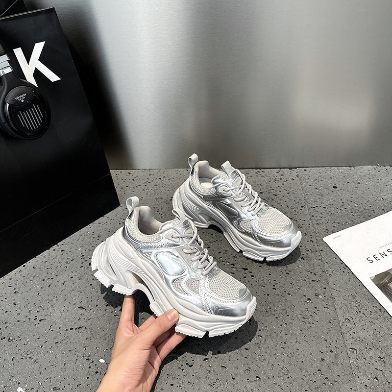 2025 Platform dad shoes women's popular autumn and winter new Korean version breathable and versatile, lightweight and non-slip casual sports shoes tide