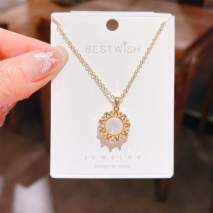 18K Thick Gold Color Retaining Quality Affordable Luxury Style Pearl Shell Necklace Korean Style Affordable Luxury Fashion High-Grade Clavicle Necklace