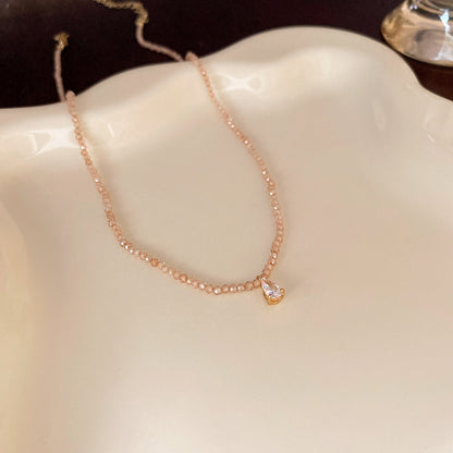 New Chinese Style Light Luxury Agate Pearl Crystal Necklace Versatile High-Grade Clavicle Chain Niche Ethnic Style Jewelry Wholesale