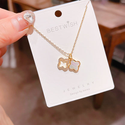 18K Thick Gold Color Retaining Quality Affordable Luxury Style Pearl Shell Necklace Korean Style Affordable Luxury Fashion High-Grade Clavicle Necklace