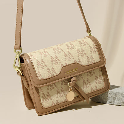 2025 Bag Autumn Women's popular Fashion Versatile Small Square Bag Simple Commuter Messenger Bag Contrasting Color Printing Temperament Women's Bag