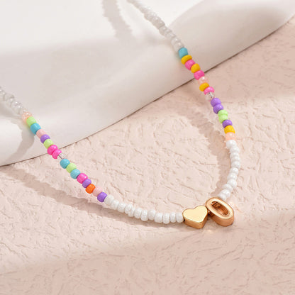 Nz2846 HOT and NEW Cross Border Color Bead 26 Letter Beaded Necklace for Women New Creative Niche Necklace Clavicle Chain