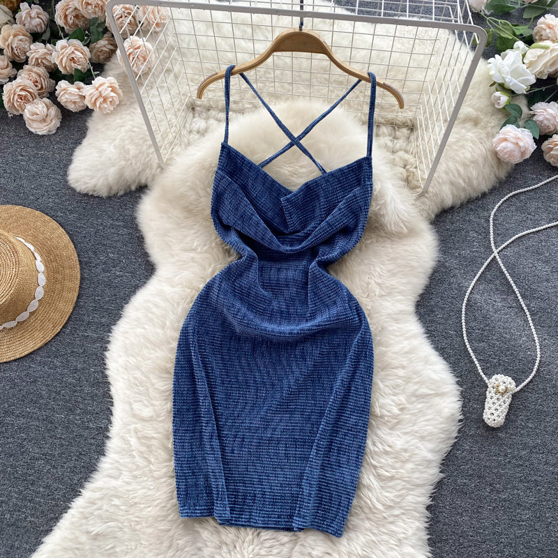 VAKKV Sexy Tight Dress Summer Backless Women Holiday Dress P222