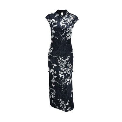 VAKKV 2025 PC058 New Midie Fragrance Early Spring New Chinese Velvet Cheongsam Dress Slim Fit Hip Wrap Long Dress Women