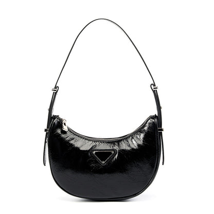 VAKKV 2025 Summer first-layer cowhide crescent bag women's popular new spring and summer senior half-moon bag commuter shoulder messenger bag