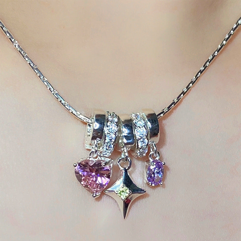 Fantasia Asterism Love Necklace Female Sweet Cool Pendant Niche Design Advanced Clavicle Chain Small Gift for Girlfriend