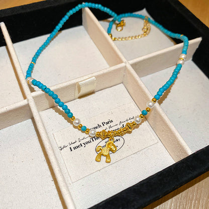 New Chinese Style Light Luxury Agate Pearl Crystal Necklace Versatile High-Grade Clavicle Chain Niche Ethnic Style Jewelry Wholesale