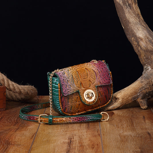 VAKKV Popular, 2025, New Middle East for  New Crossbody One Shoulder Retro Women's Bag Multi-colored Crocodile Pattern Brahman
