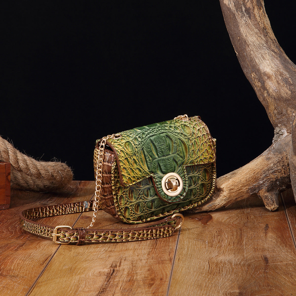 VAKKV Popular, 2025, New Middle East for  New Crossbody One Shoulder Retro Women's Bag Multi-colored Crocodile Pattern Brahman