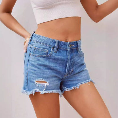 VAKKV popular new amazon explosion hole fringed women denim shorts ebay explosion wish super hot spot