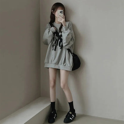 VAKKV Manufacturer's velvet heavy round neck thin gray plus size long-sleeved top and sweater women's new models in autumn and winter popular