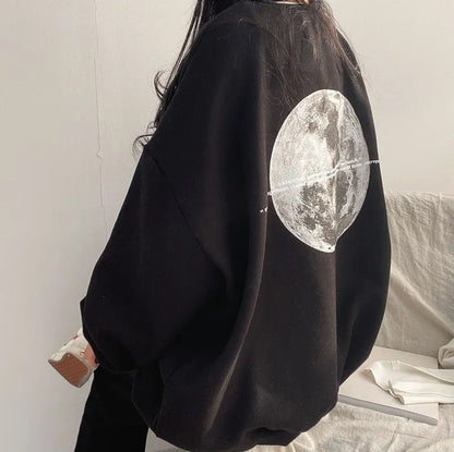 VAKKV Manufacturer heavy 2025n moon plus size long-sleeved sweater women's popular new loose round neck trendy brand lazy chic