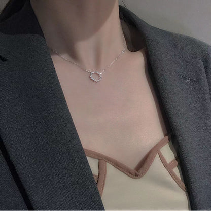 S925 Silver Light Luxury Necklace Versatile Trendy Clavicle Chain Female Butterfly Simple Niche High Sense Elegant Sweater Chain Ornament