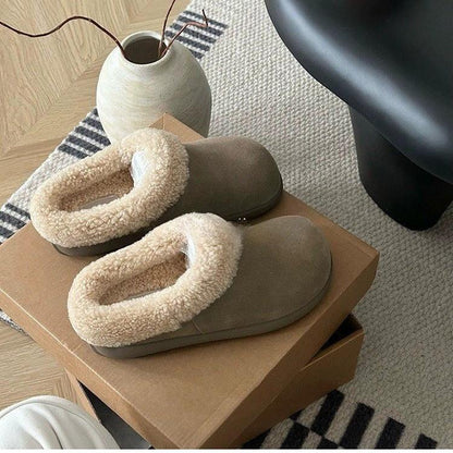 2025  One pedal Boken half-drag women's fluffy Birkenstocks bag head muller shoes small potato lazy snow boots