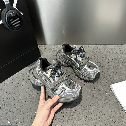 2025 Super fire versatile breathable dad shoes women's Popularan station genuine leather ankela red niche trendy cool casual sports shoes