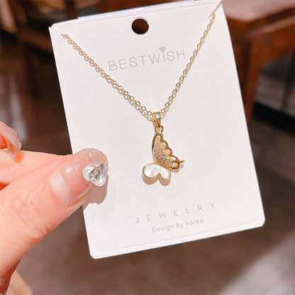18K Thick Gold Color Retaining Quality Affordable Luxury Style Pearl Shell Necklace Korean Style Affordable Luxury Fashion High-Grade Clavicle Necklace