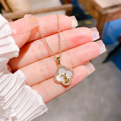 18K Thick Gold Color Retaining Quality Affordable Luxury Style Pearl Shell Necklace Korean Style Affordable Luxury Fashion High-Grade Clavicle Necklace