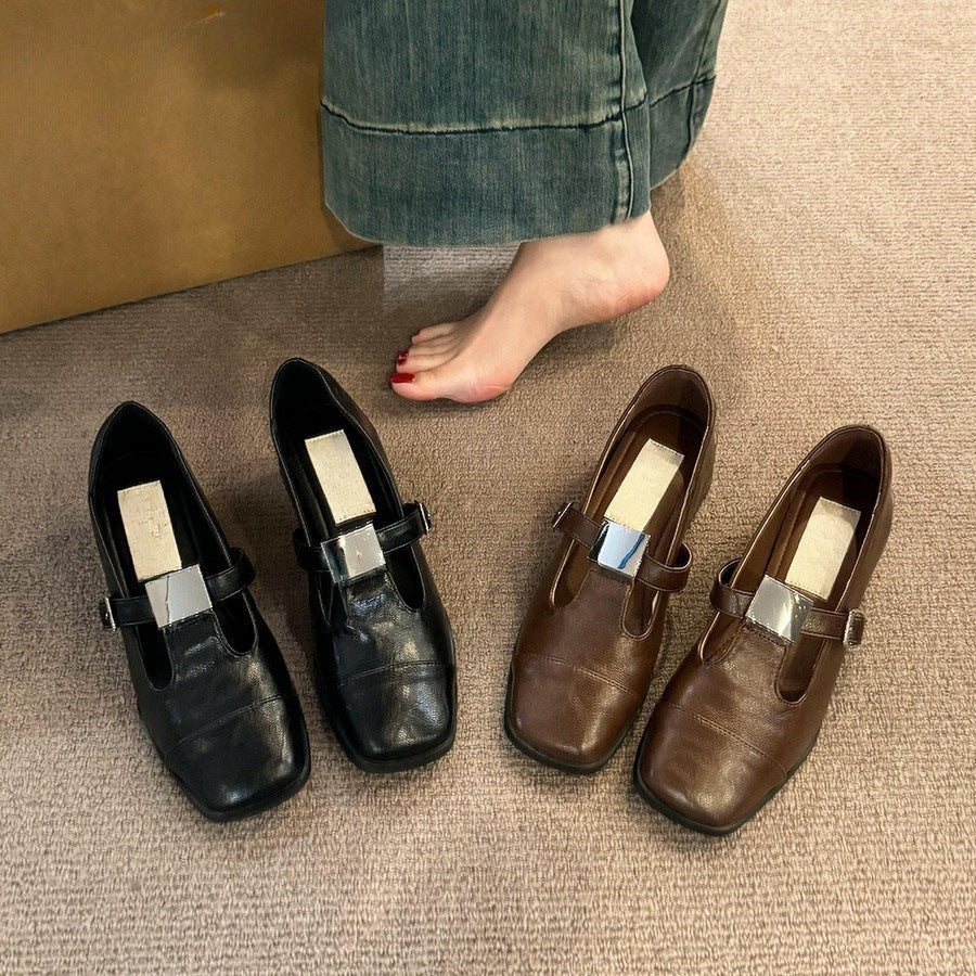 2025  Hot style retro light mouth single shoes women's middle heel autumn and winter new  high heels fashion thick heel Mary Jane small leather shoes