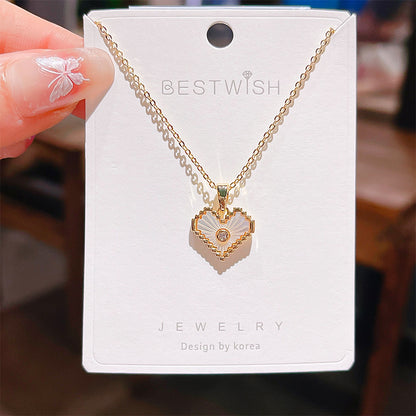 18K Thick Gold Color Retaining Quality Affordable Luxury Style Pearl Shell Necklace Korean Style Affordable Luxury Fashion High-Grade Clavicle Necklace