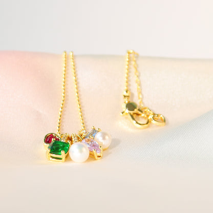 Fashion Trendy Light Luxury Gentle Socialite Style Exquisite KS Special-Interest Design Pearl Zircon Inlaid Multi-Pendant Women's Necklace