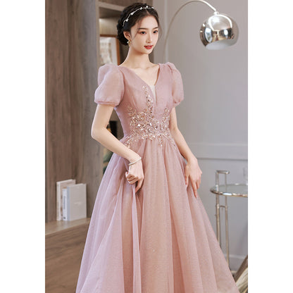 VAKKV Evening Dress Women's High-End Art Exam Host Graduation Adult Ceremony Light Luxury Minority  Bridesmaid Dress High-End Engagement Dress