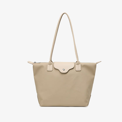 2025 Korean version contrasting color college style large-capacity commuting waterproof computer single shoulder tote bag women's texture large bag dumpling bag