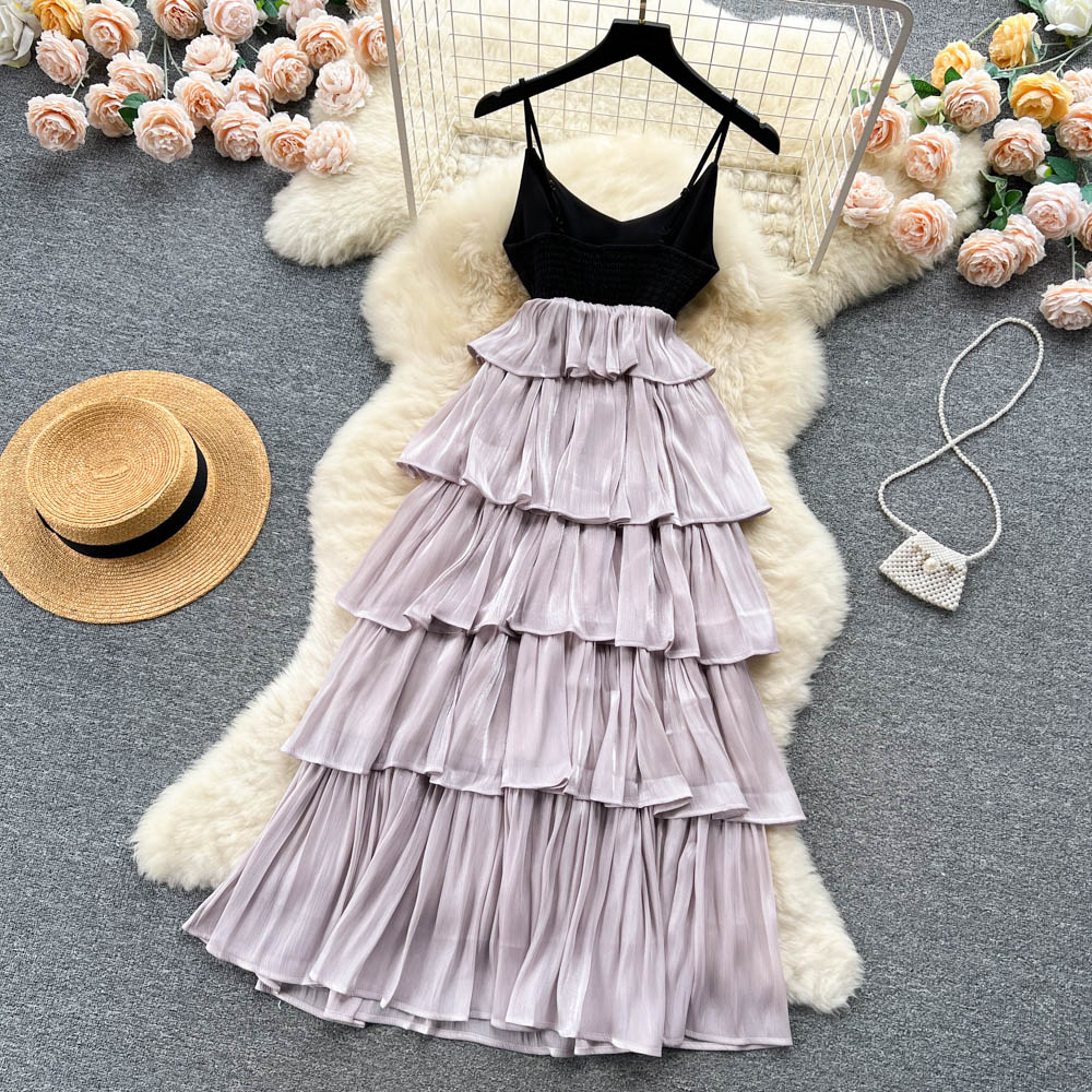 VAKKV Sexy Spaghetti Straps Ruffles Dress Summer Women Holiday Dress P226