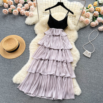 VAKKV Sexy Spaghetti Straps Ruffles Dress Summer Women Holiday Dress P226