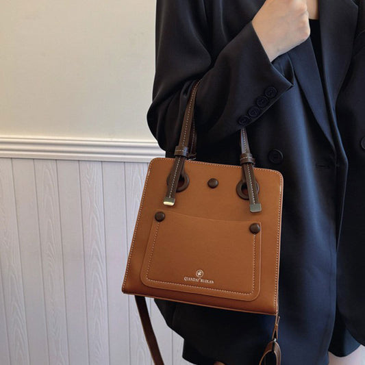 2025 Shoulder bag autumn and winter bag women's popular new fashion contrasting color handbag large capacity high sense commuter messenger bag