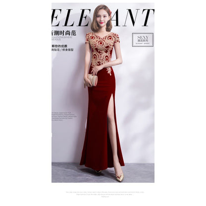 VAKKV Banquet Evening Dress  New Noble Atmosphere Queen Host Long Slim Temperament Party Dress for Women