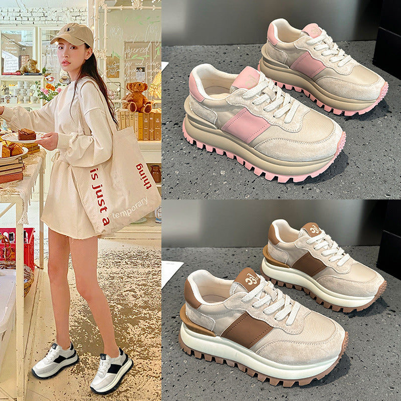 2025 popular spring new thick-soled non-slip comfortable versatile light leisure sports color matching spring women's shoes